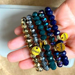 Set of 5 Erimish brackets. Emerald green navy gold